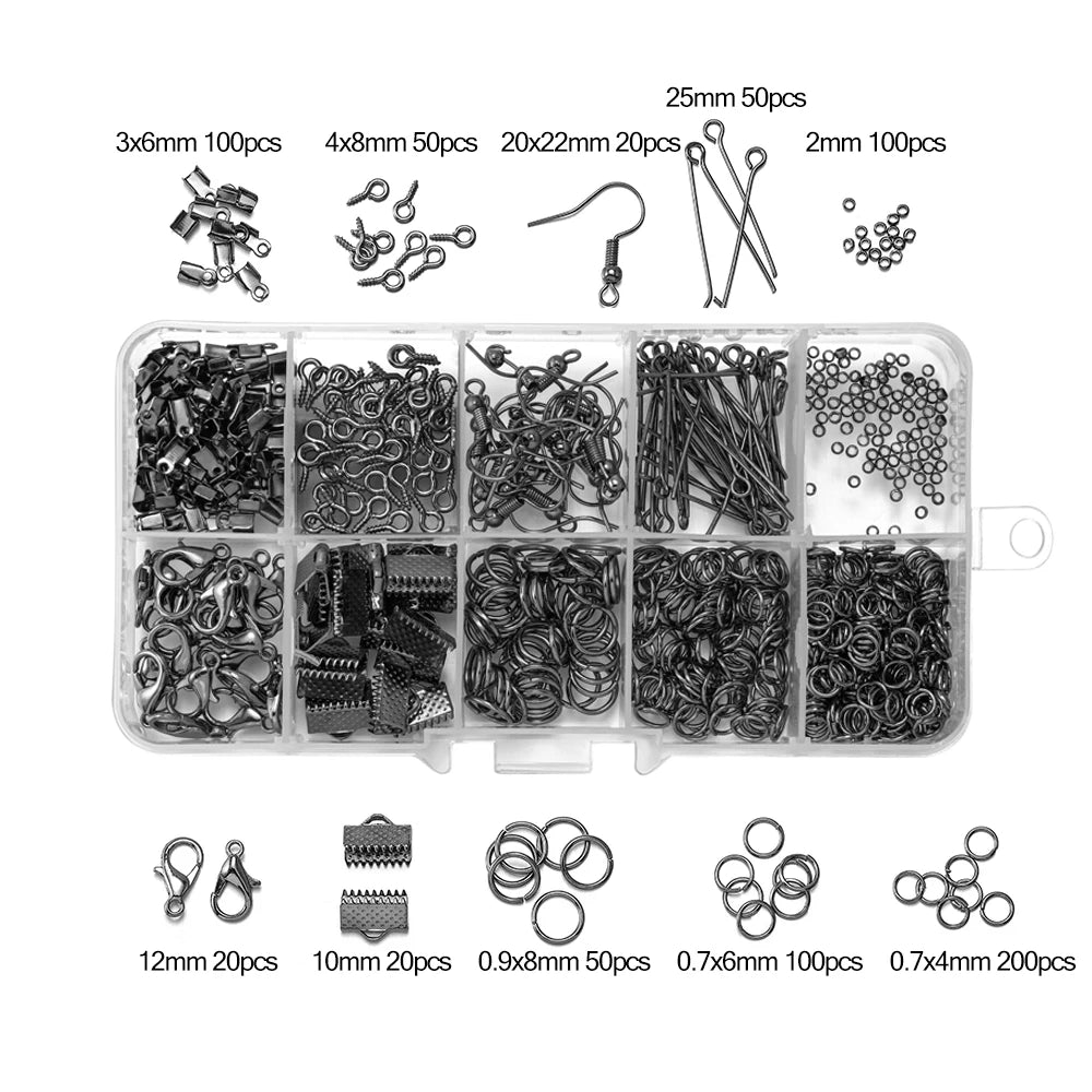 Alloy Accessories Jewelry Findings Set Repair Tools Lobster Clasp Open Jump Rings Earring Hooks for DIY Jewelry Making Supplies
