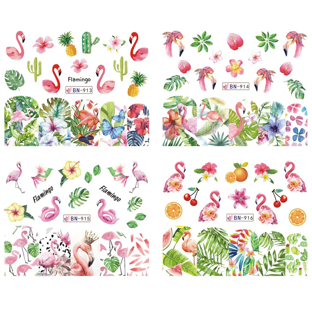12 Designs Nail Stickers Set Mixed Floral Geometric Sexy Girl Nail Art Water Transfer Decals Tattoos Sliders Manicure