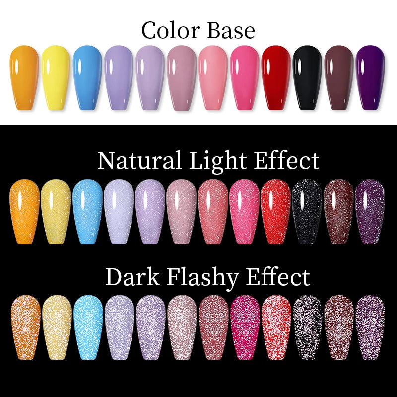 LILYCUTE 7ml Reflective Glitter Nail Gel Polish Effect Sparkling Soak Off Gel Semi Permanent For Manicure Nail Art UV Nail Gel