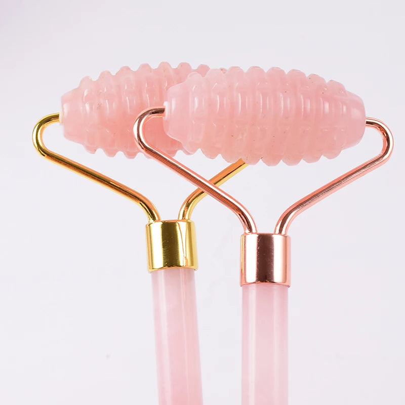 Face Care Massage Roller Natural Rose Quartz Gua Sha Tool Health Skin Acupuncture Massager Neck Slimming Anti Wrinkle Cellulite