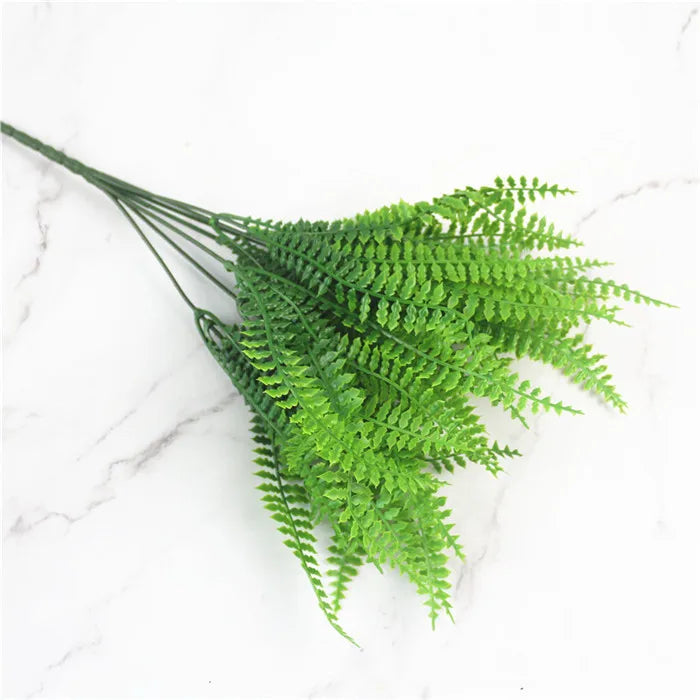 7 Branches Green  Artificial Plants Water Grass Plastic Faux Persian Grass Fern Flower Wall Accessories Garden Bushes Home Decor