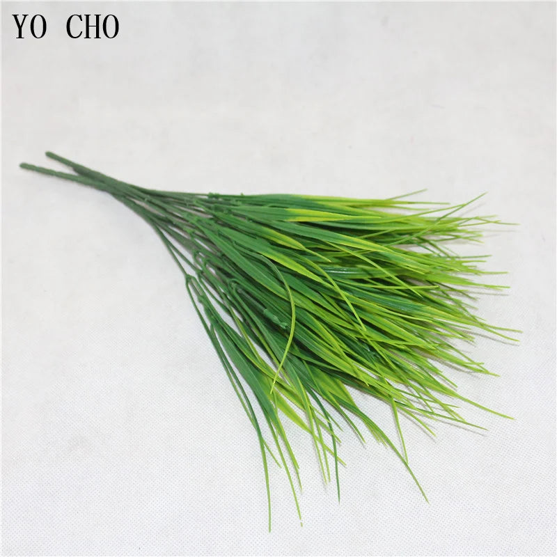 7 Branches Green  Artificial Plants Water Grass Plastic Faux Persian Grass Fern Flower Wall Accessories Garden Bushes Home Decor