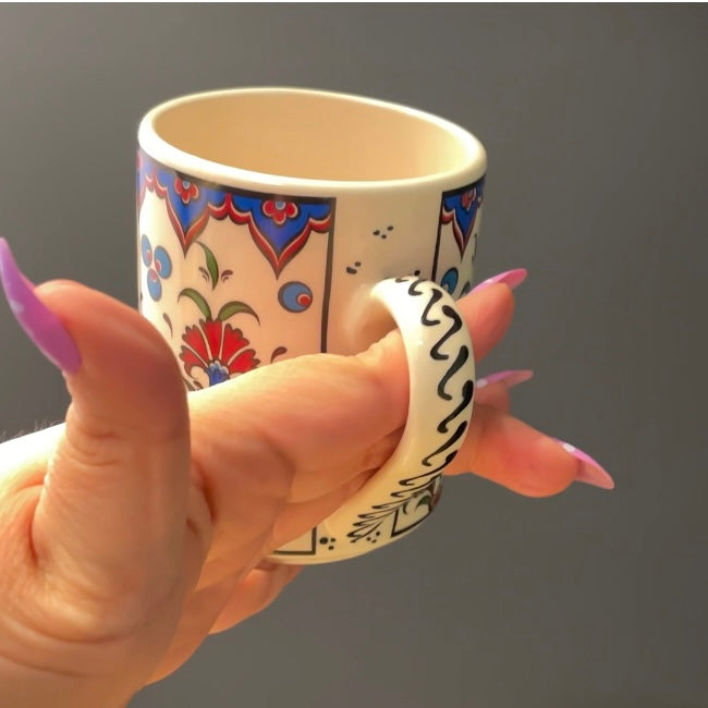 Set of 4 Handmade in Türkiye Ceramic Botanical Mugs - 9 Styles Available