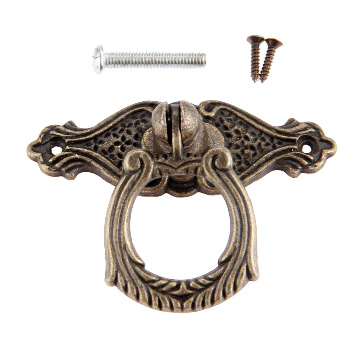 1Pc Antique Bronze Furniture Ring Pull Handles Knobs Zinc Alloy Kitchen Drawer Cabinet Door Handle Wooden Box Pull Knob 65*48mm