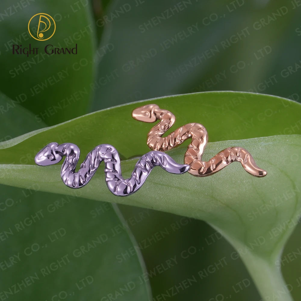 Right Grand ASTM F136 Titanium Implant Grade 16G Internal Thread Snake Labret Tragus Lip Rings Studs Helix Earring Piercings
