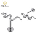 Right Grand ASTM F136 Titanium Implant Grade 16G Internal Thread Snake Labret Tragus Lip Rings Studs Helix Earring Piercings
