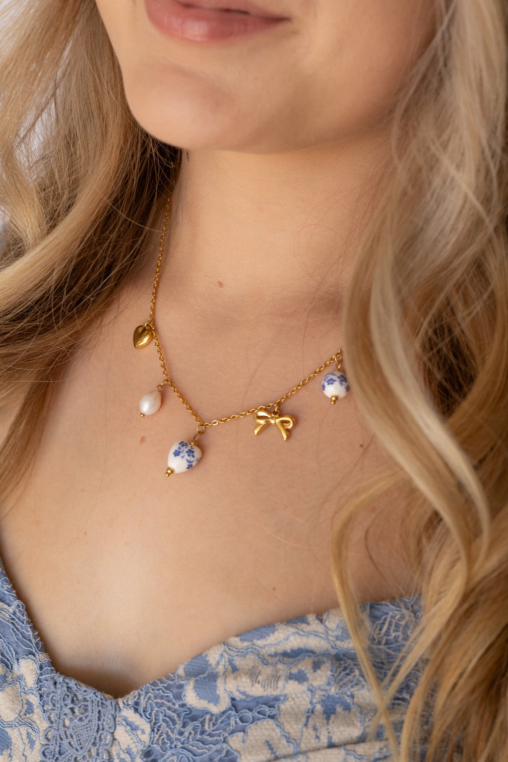Bella Charm Necklace in Blue