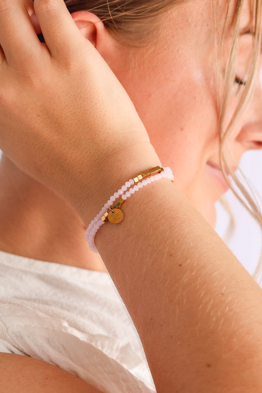 Clara Stretch Bracelet Set in Ballet Pink
