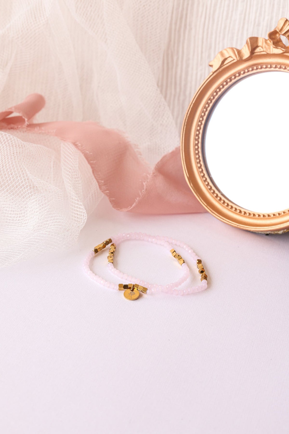 Clara Stretch Bracelet Set in Ballet Pink