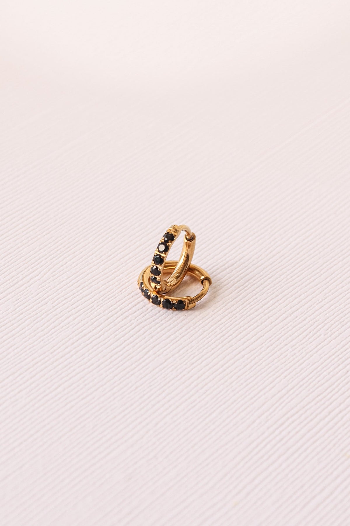 Micro Crystal Hoop in Black