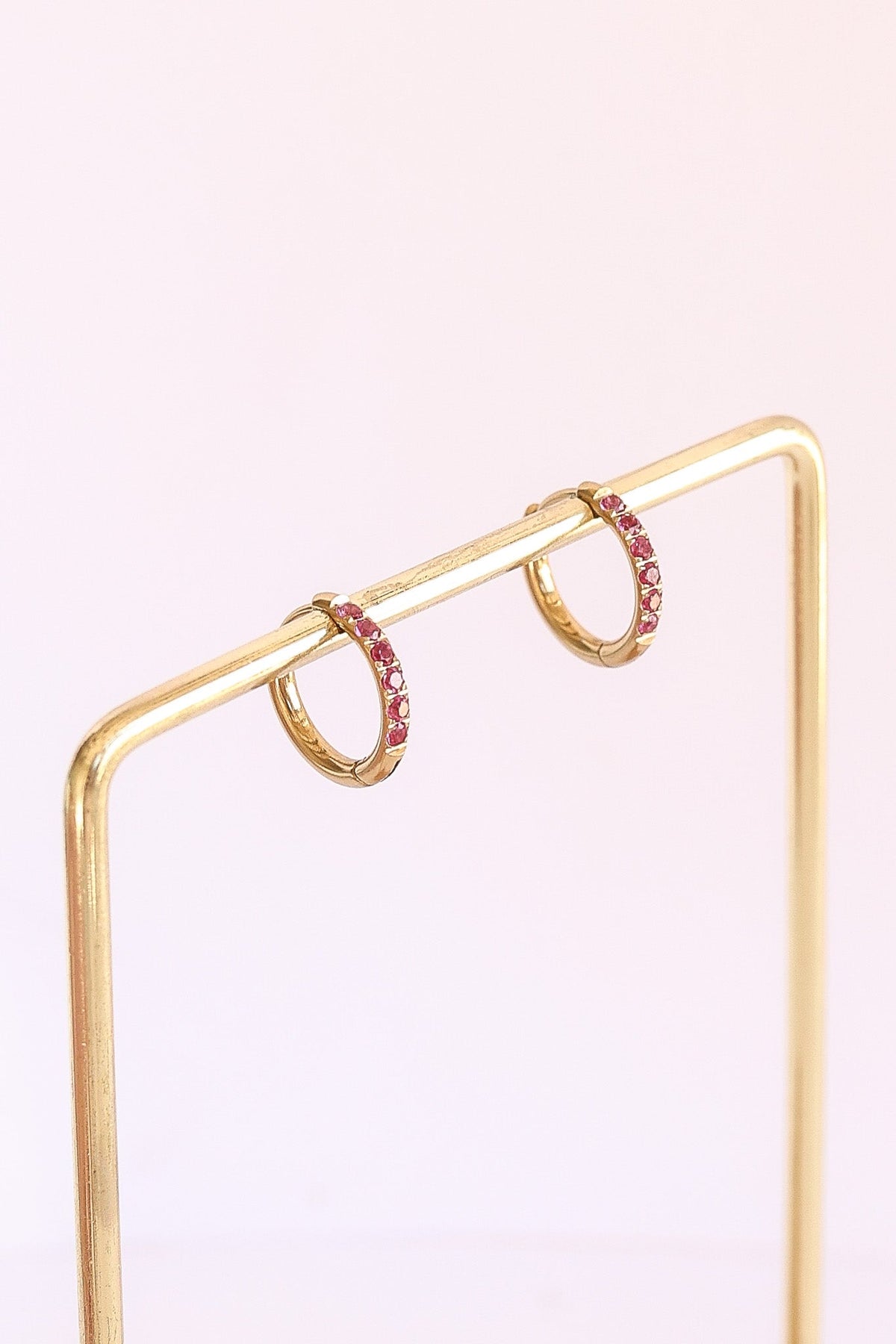 Micro Crystal Hoop in Pink