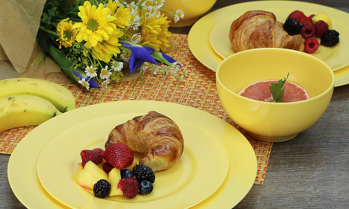 6pc Melamine Salad Plate Set, Lemon