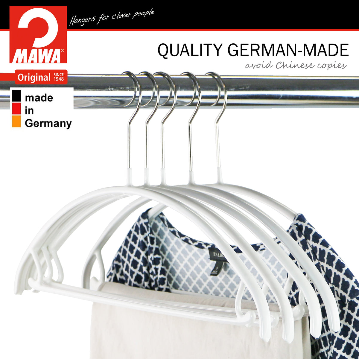 Euro, 36-U, Pant Bar/Skirt Hook Hanger Narrow Version, White