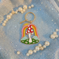 Magic Mushroom Brass and Enamel Keychain | Enchanting Toadstool Fungi Key Ring Holder