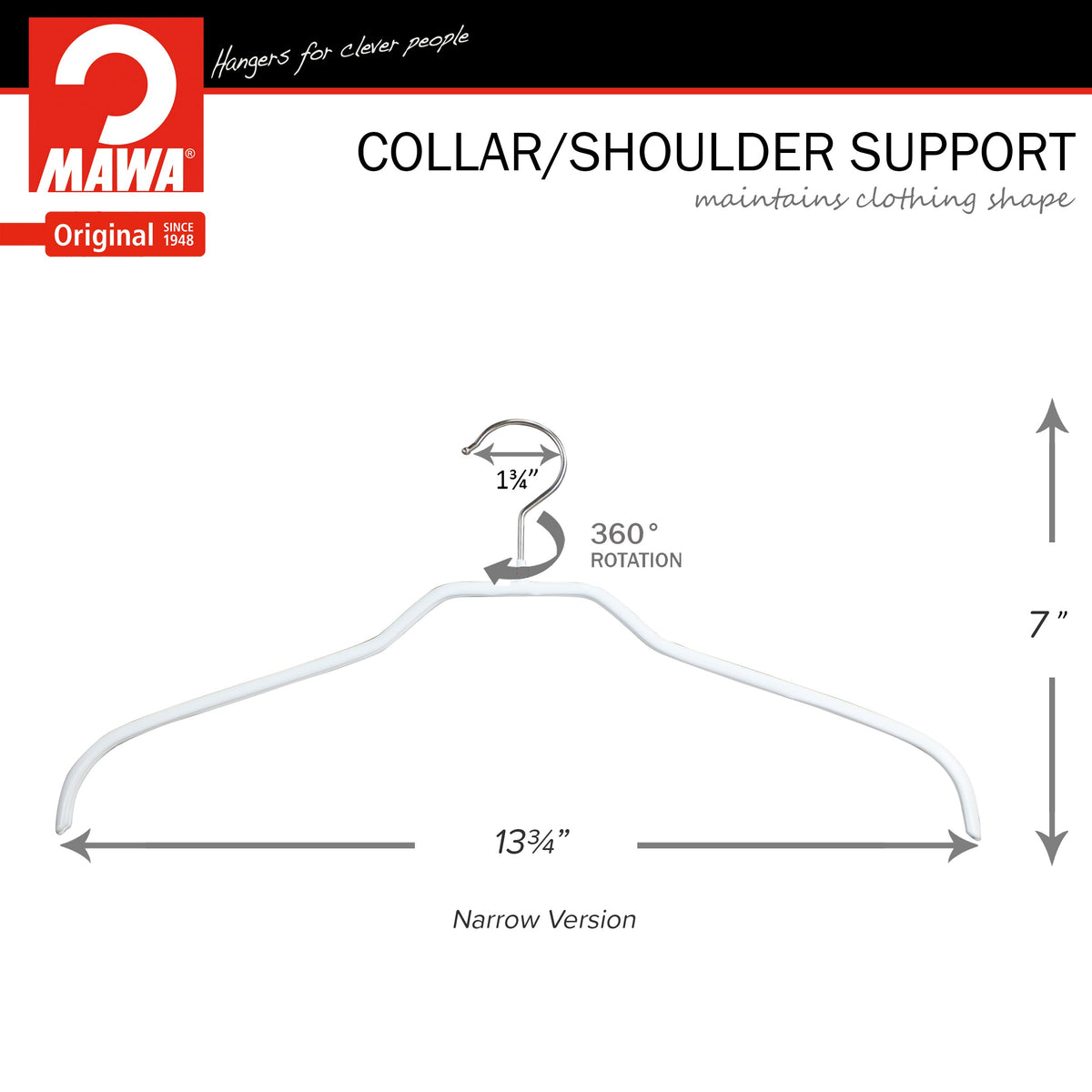 Silhouette, 36-F, Narrow Hanger, White