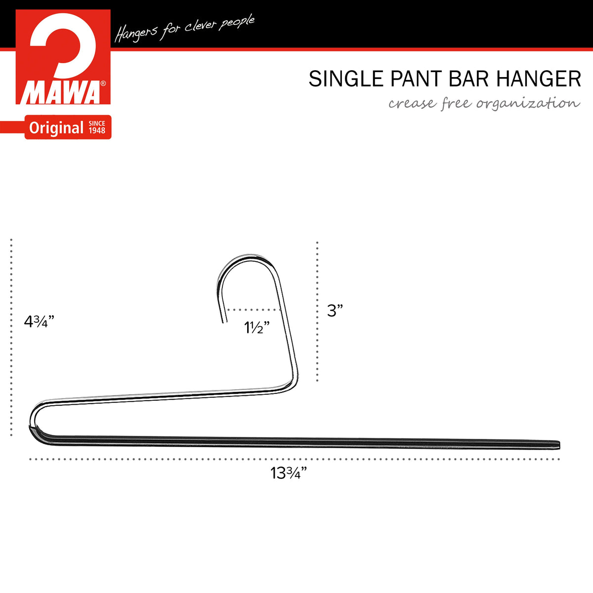 Reverse Trouser Hanger, KH-35U, Single Rod, Black