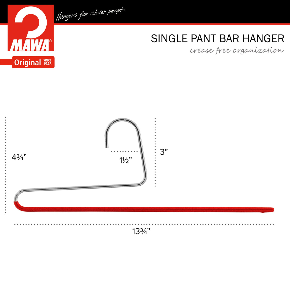 Reverse Trouser Hanger, KH-35U, Single Rod, New Red