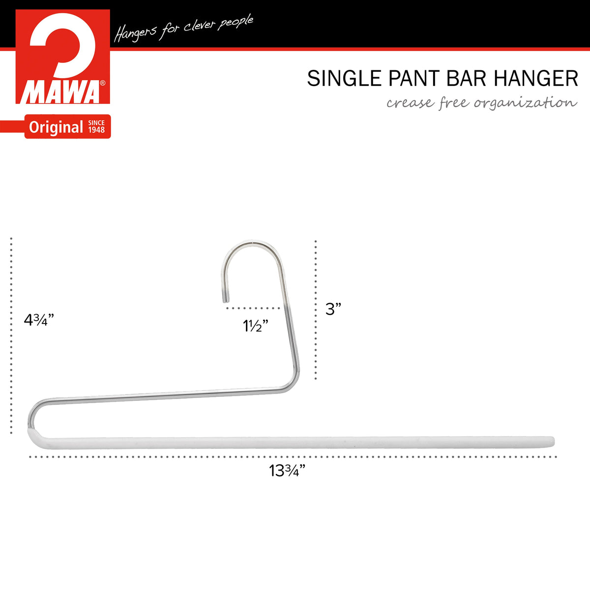Reverse Trouser Hanger, KH-35U, Single Rod, White