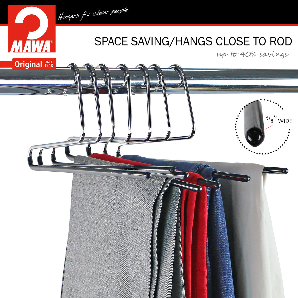 Reverse Trouser Hanger, KH-35U, Single Rod, Black