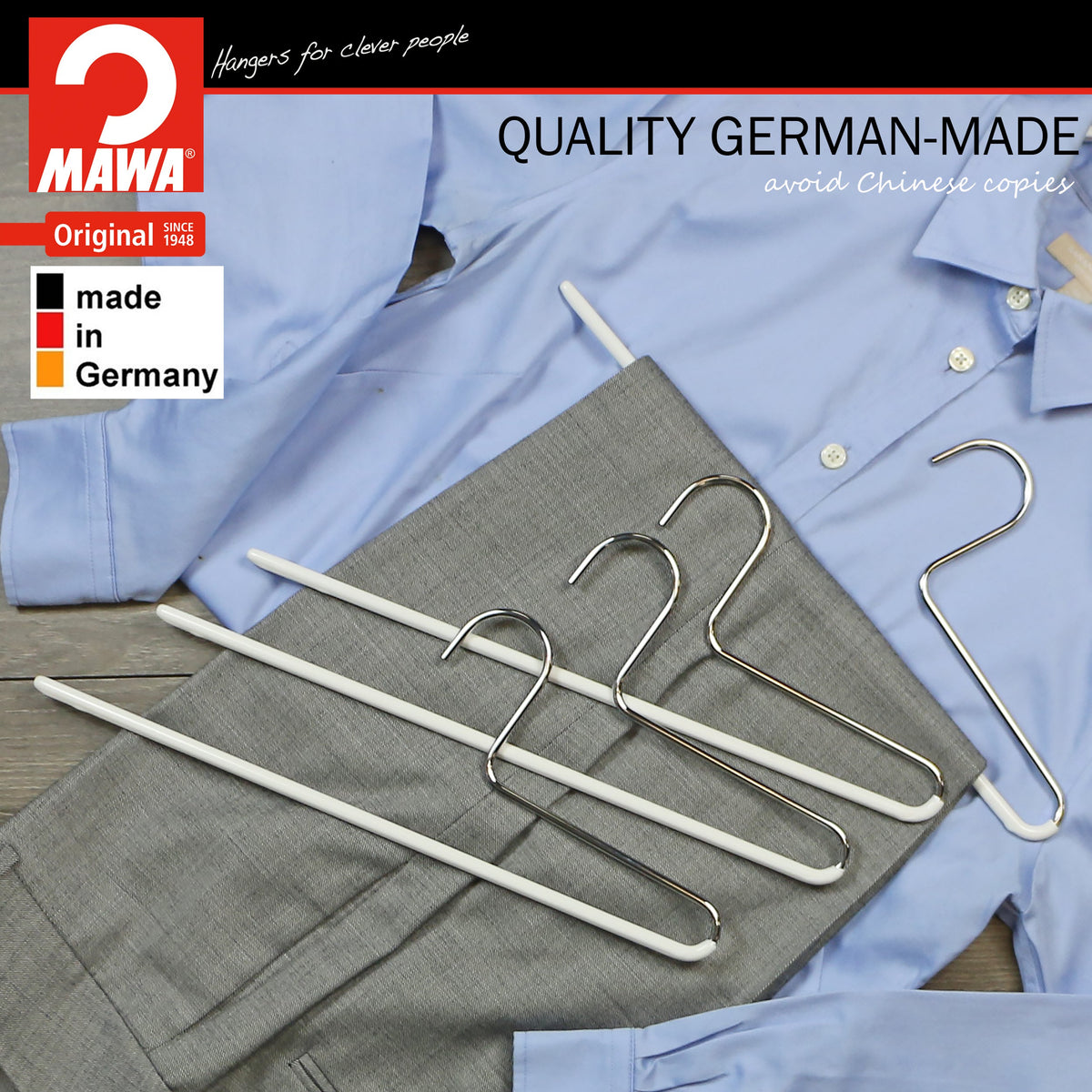 Trouser Hanger, KH-1, Single Rod, White
