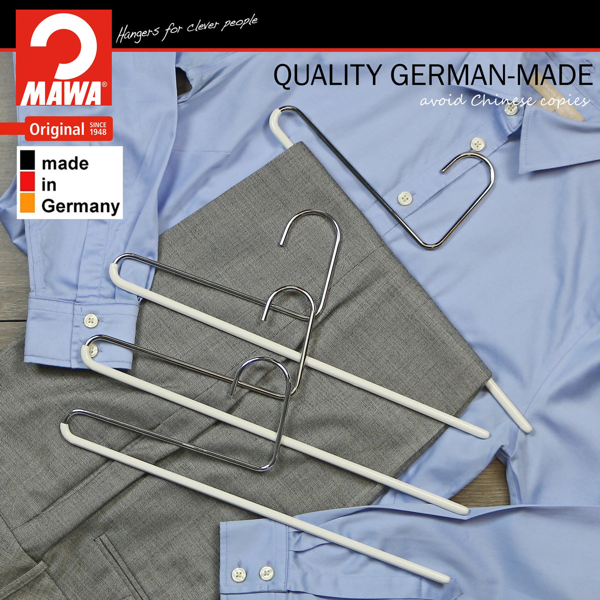 Reverse Trouser Hanger, KH-35U, Single Rod, White
