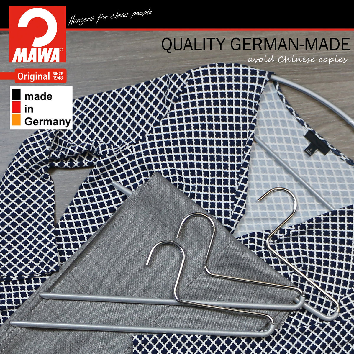 Trouser Hanger, KH-1, Single Rod, Silver