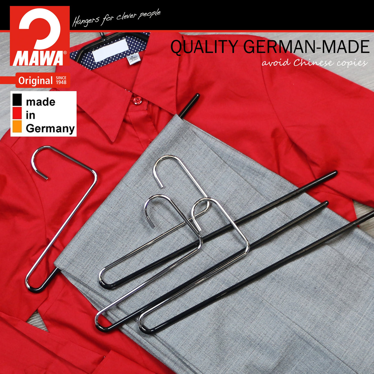 Reverse Trouser Hanger, KH-35U, Single Rod, Black