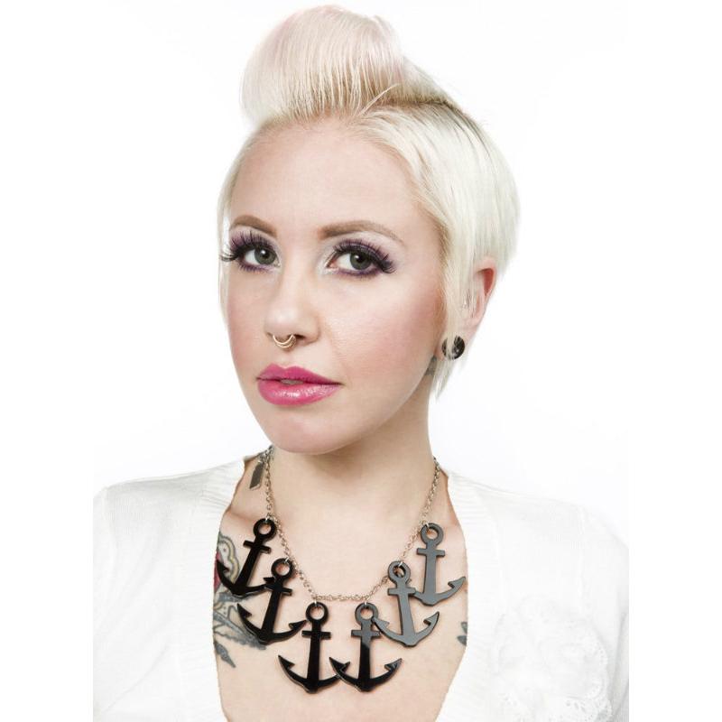 Necklace Sourpuss | Anchors Aweigh Nautical Statement Necklace in Black