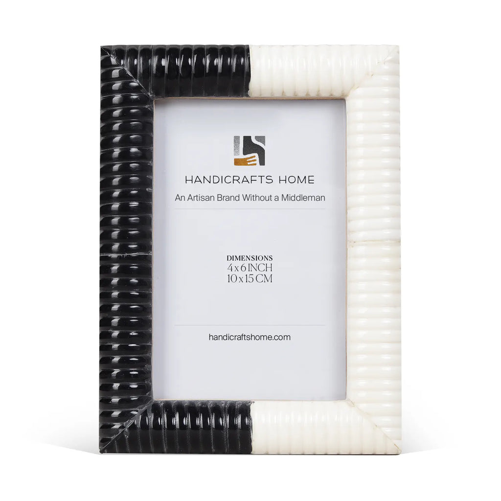 Black White Resin Hand Carved Ridge Picture Frame 4x6 5x7
