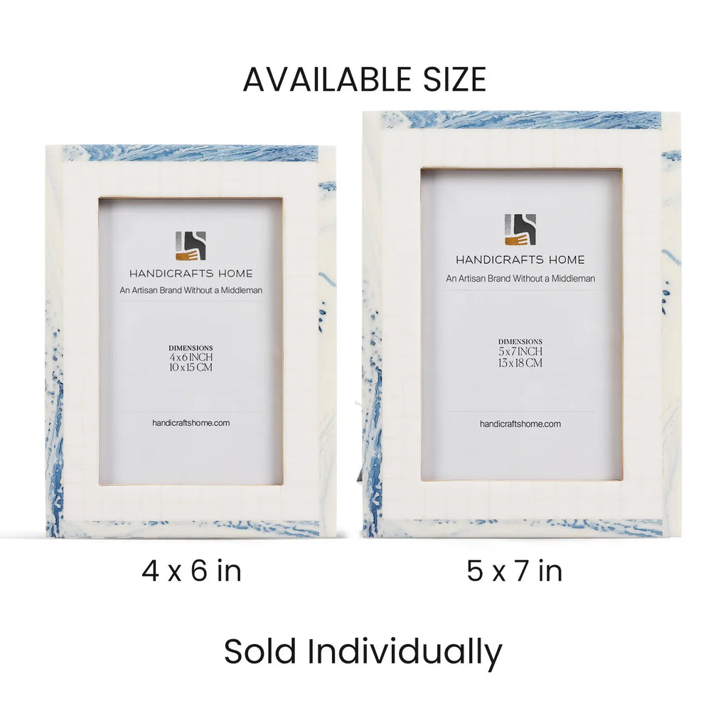 Picture Frame Cosmo Collection Resin Inlay - White & Blue, 4x6, 5x7