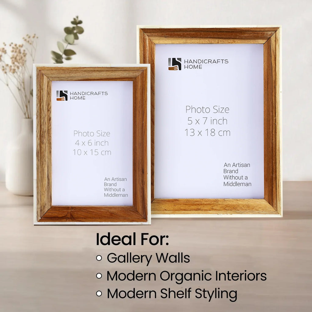 Picture Frame Fairground Exhibit Collection Bone Inlay & Wood Natural – 4x6 & 5x7"