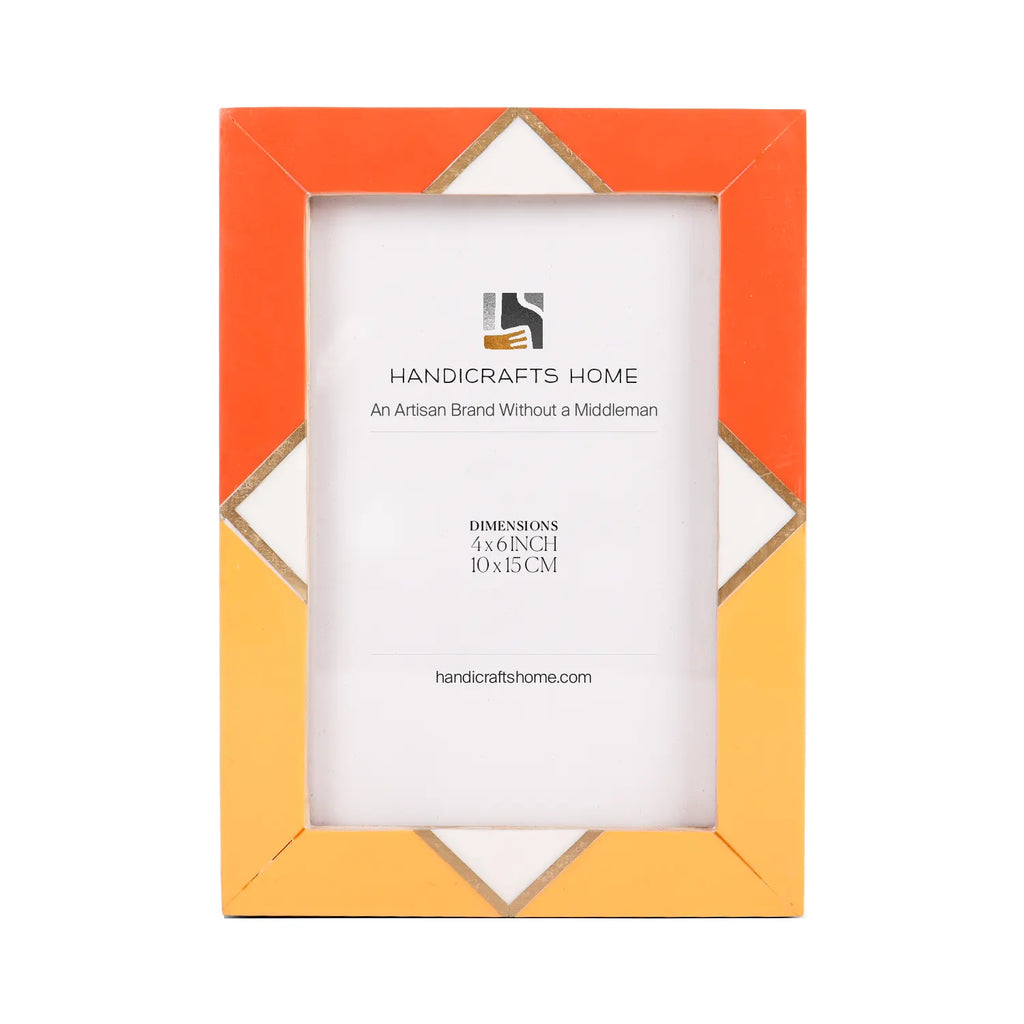 Picture Frame Menton Orange Pattern Collection Brass & Resin Inlay Orange – 3 Sizes