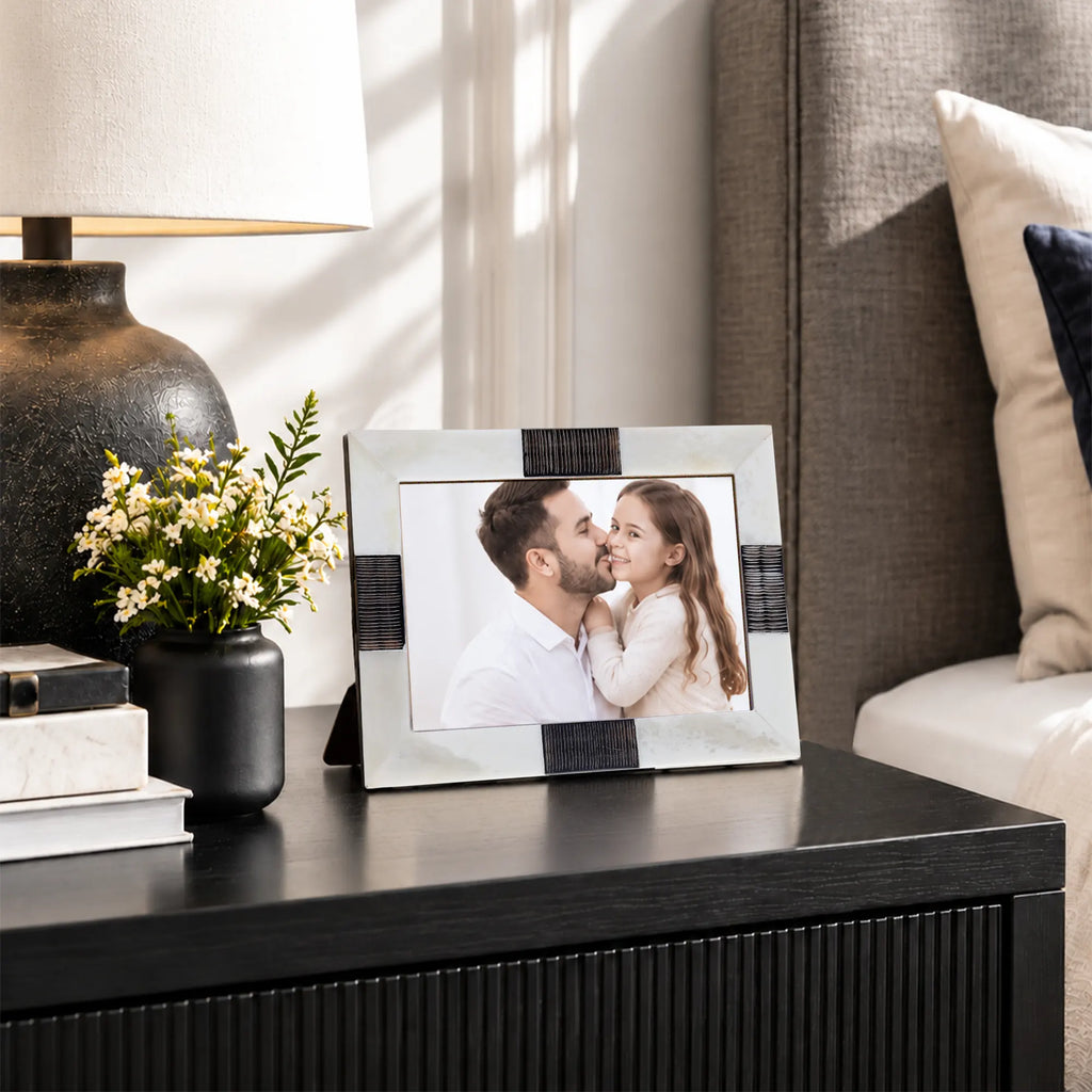 Picture Frame Sea Siren Teles Collection Bone & Horn Inlay White Black – 2 Sizes