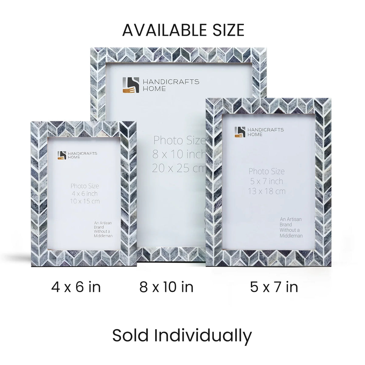 Grey Bone Inlay Picture Frame Arctic Smoke Col. 4x6 5x7 8x10