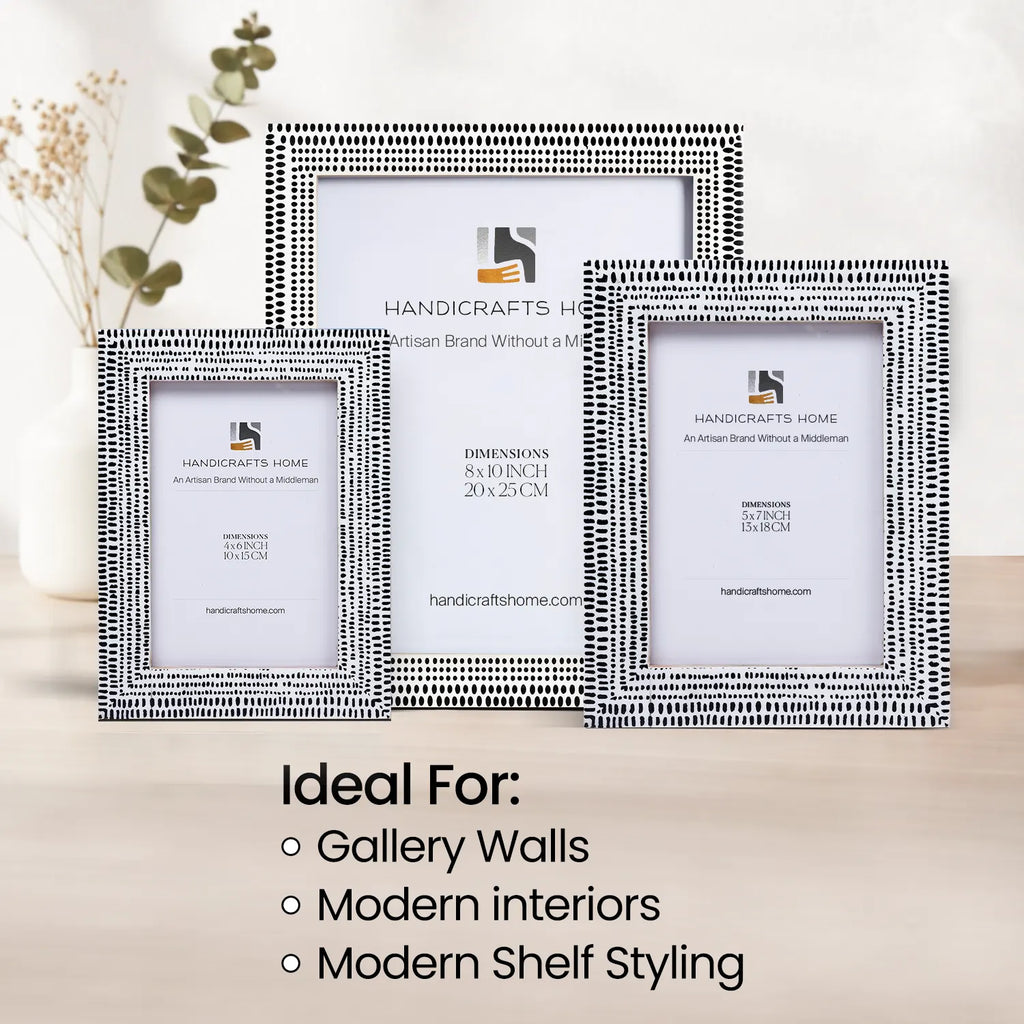 Rhythm Particle Picture Frame B&W Resin Inlay 4x6 5x7 8x10