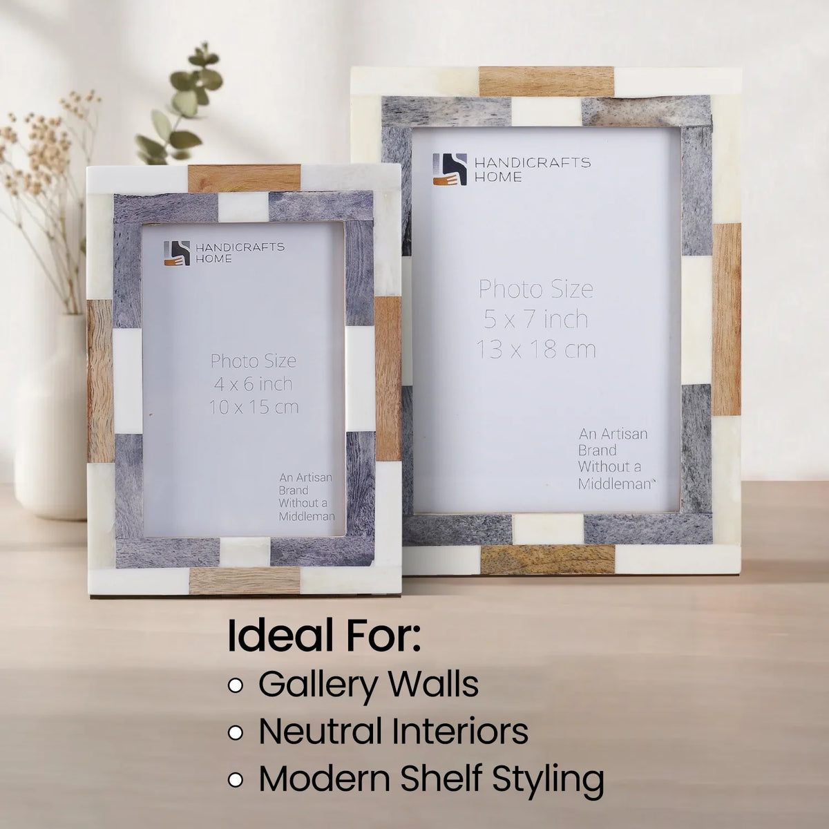 Picture Frame Woodstrip Tile Collection Wood & Bone Inlay Multi – 4x6 & 5x7"