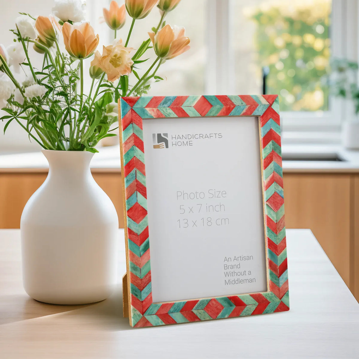 Picture Frame Mosaic Chevron Collection Resin Inlay Green Red 3 Sizes