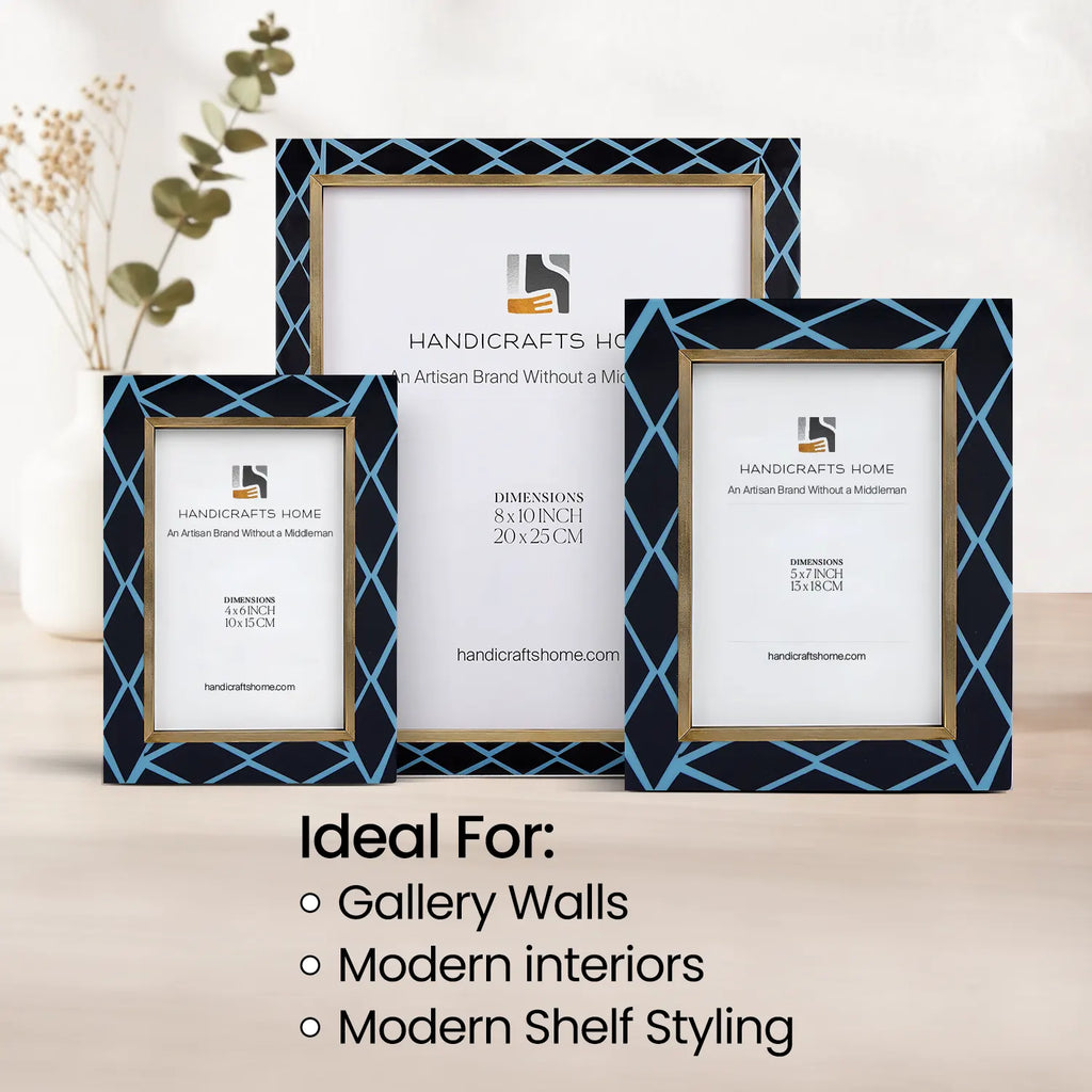 Picture Frame Halo Mamba Collection Resin Inlay & Brass Multi-Color – 4x6, 5x7 & 8x10