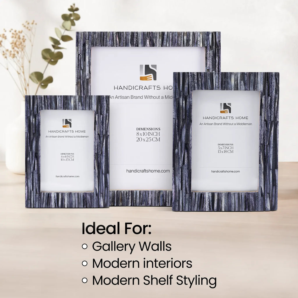 Koyala Kachcha Picture Frame | Charcoal Bone Inlay | 4x6 5x7 8x10