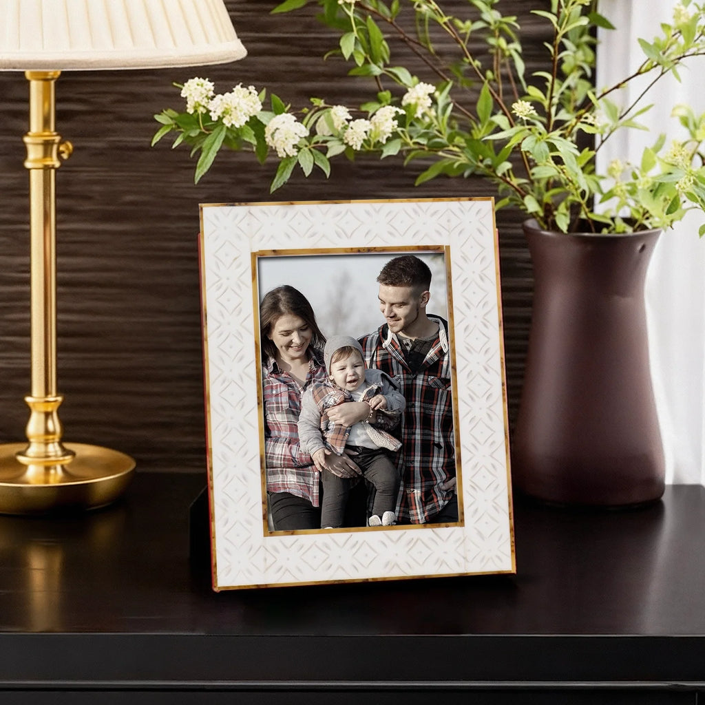 Rhythm Cycles Picture Frame White Resin Inlay 4x6 5x7 8x10