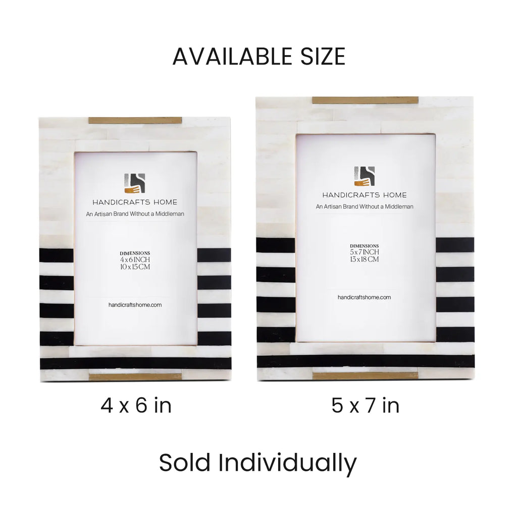 Black Bone & Brass Inlay Picture Frame | West Coast Naples | 4x6 & 5x7