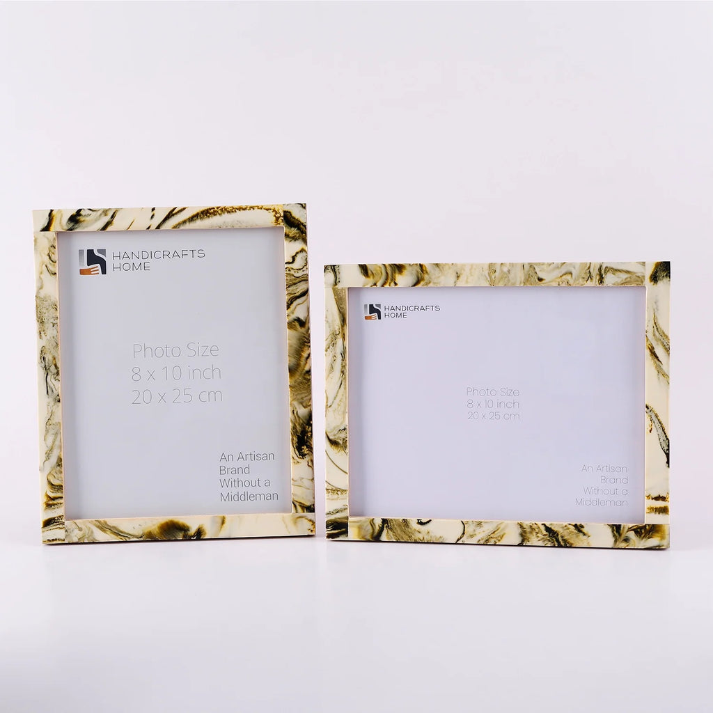 Picture Frame Deco Marble Collection Resin & Brass Inlay Classic Marble Finish – 3 Sizes (Pack of 2)