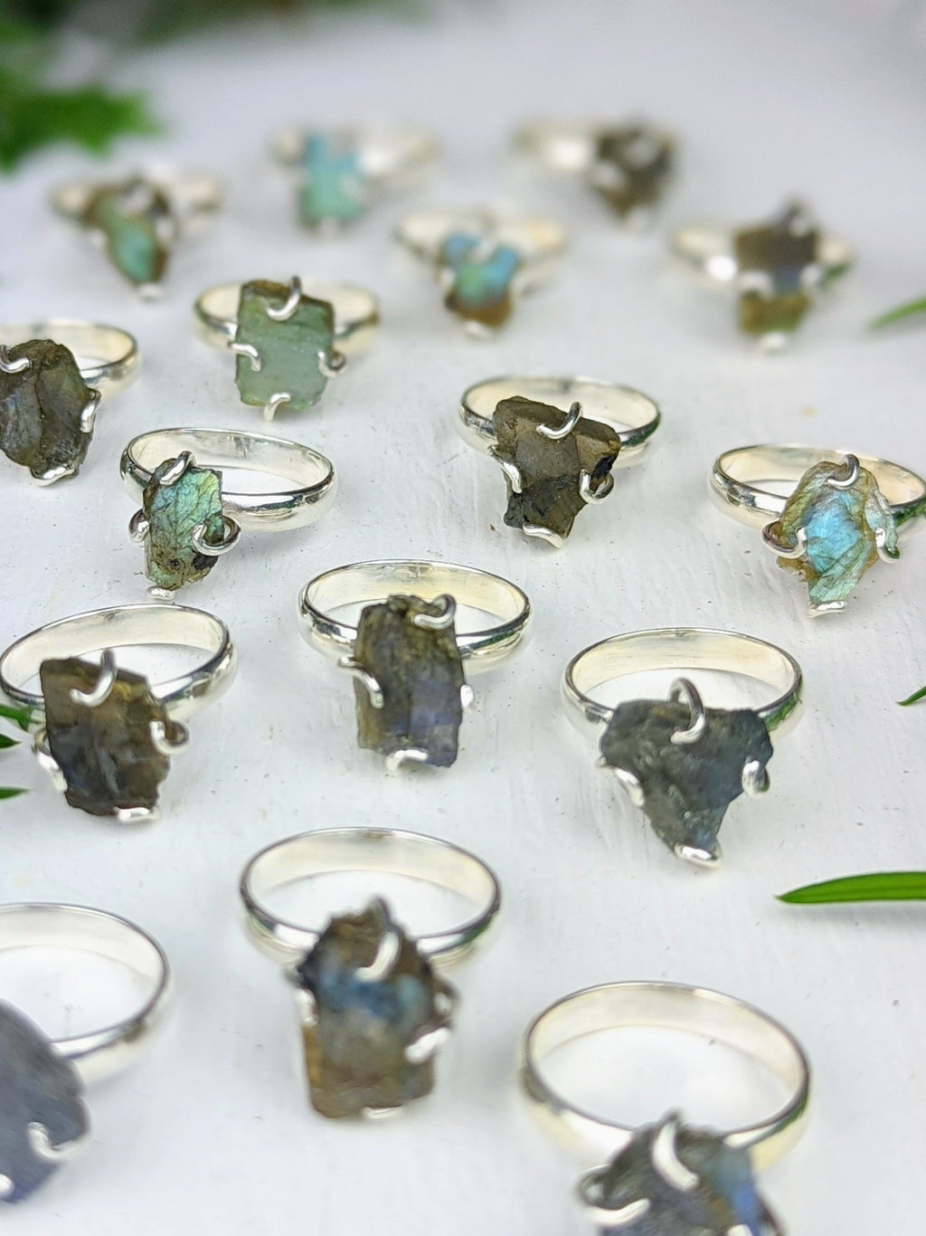 Raw Labradorite Prong Ring