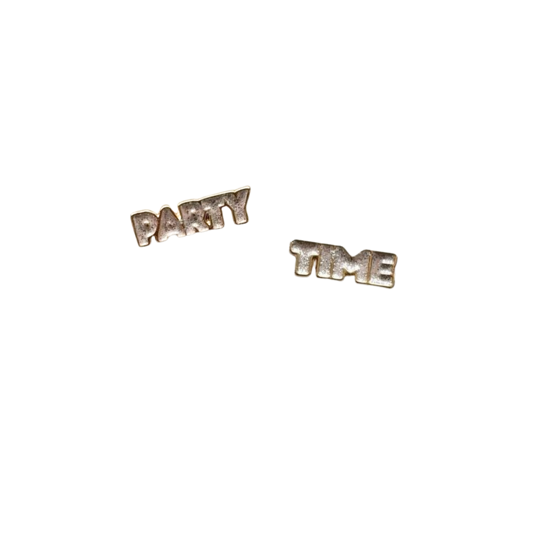 Party Time Stud Earrings | Light Pink and Gold with Glitter Finish