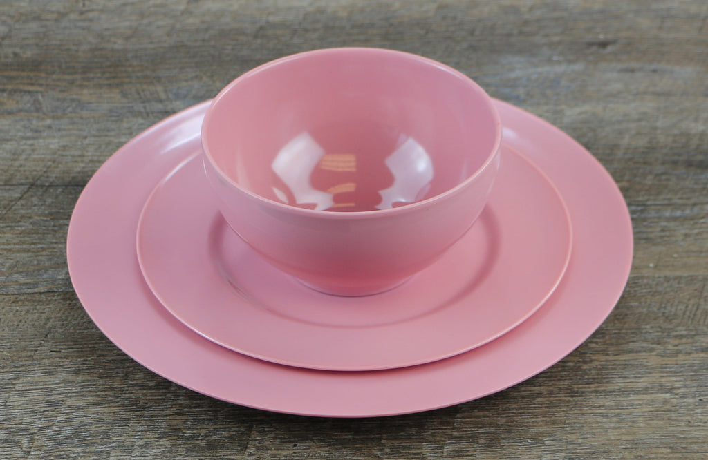 6pc Melamine Dinner Plate Set, Pink