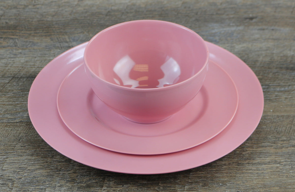 6pc Melamine Dinner Plate Set, Pink