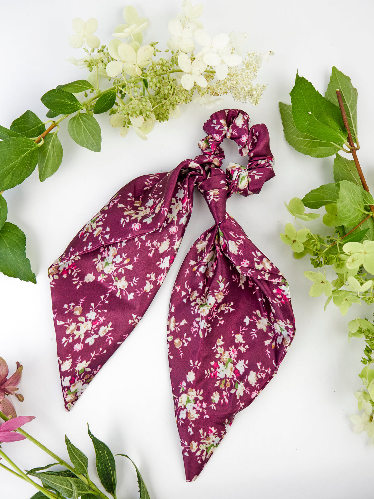 Purple Satin Scarf Scrunchie