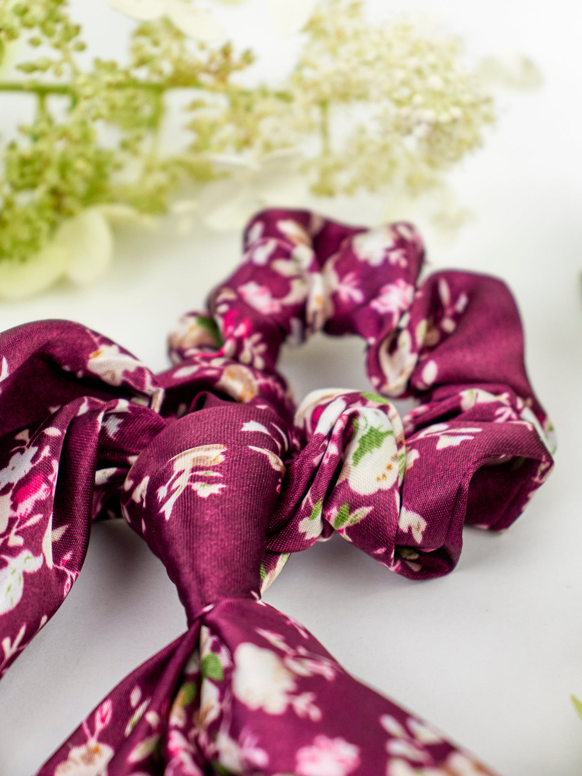 Purple Satin Scarf Scrunchie