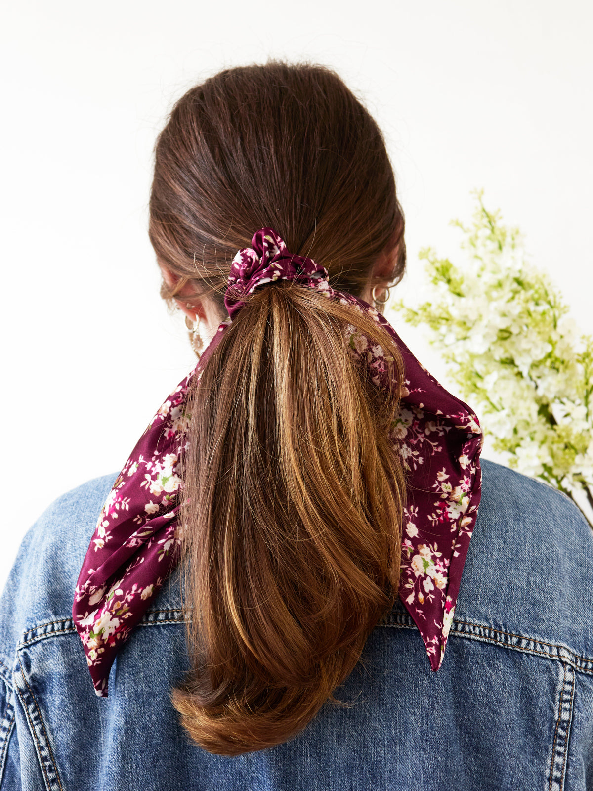 Purple Satin Scarf Scrunchie