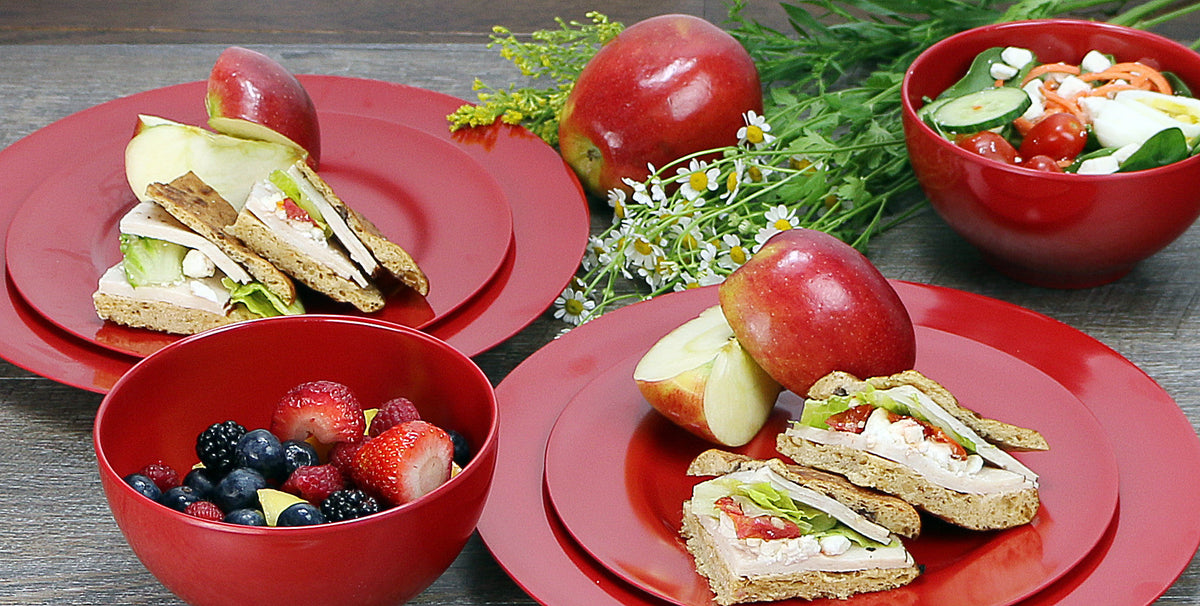6pc Melamine Salad Plate Set, Red
